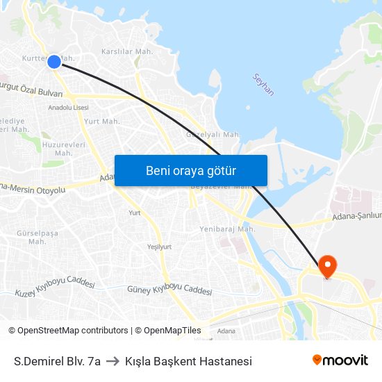 S.Demirel Blv. 7a to Kışla Başkent Hastanesi map