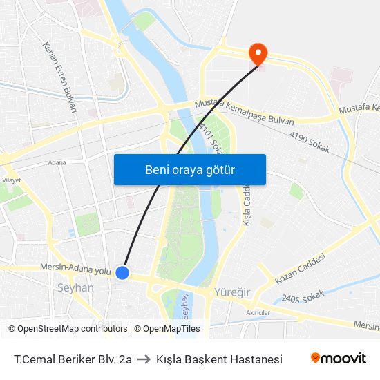 T.Cemal Beriker Blv. 2a to Kışla Başkent Hastanesi map