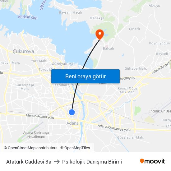 Atatürk Caddesi 3a to Psikolojik Danışma Birimi map