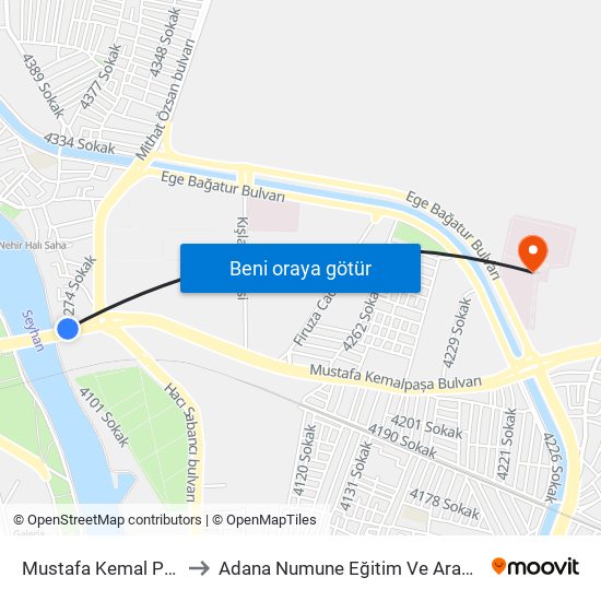 Mustafa Kemal Paşa Blv. 7b to Adana Numune Eğitim Ve Araştırma Hastanesi map