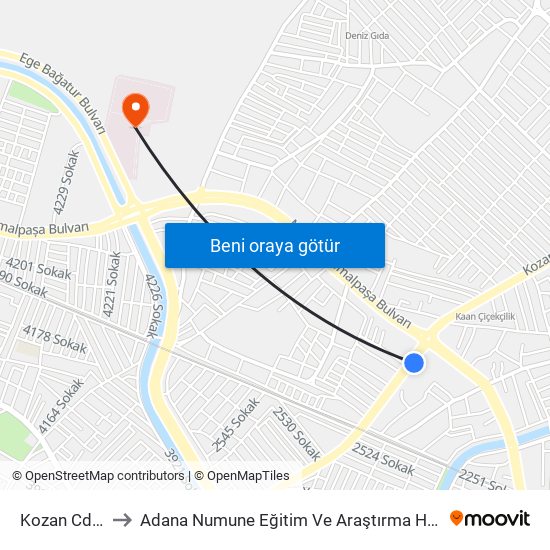 Kozan Cd. 8a to Adana Numune Eğitim Ve Araştırma Hastanesi map