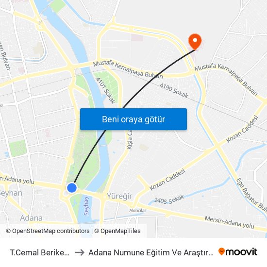 T.Cemal Beriker Blv. 1a to Adana Numune Eğitim Ve Araştırma Hastanesi map