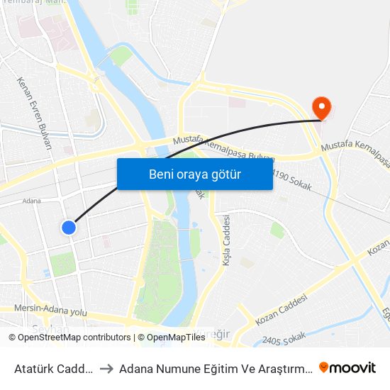 Atatürk Caddesi 4a to Adana Numune Eğitim Ve Araştırma Hastanesi map