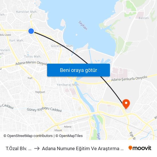 T.Özal Blv. 10b to Adana Numune Eğitim Ve Araştırma Hastanesi map