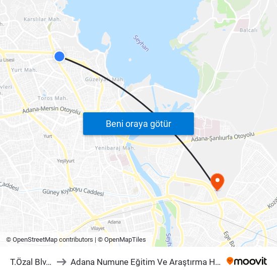T.Özal Blv. 9b to Adana Numune Eğitim Ve Araştırma Hastanesi map