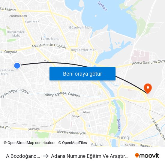 A.Bozdoğanoğlu 5a to Adana Numune Eğitim Ve Araştırma Hastanesi map