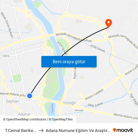 T.Cemal Beriker Blv. 2a to Adana Numune Eğitim Ve Araştırma Hastanesi map