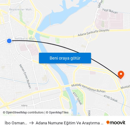 İbo Osman - 15 to Adana Numune Eğitim Ve Araştırma Hastanesi map