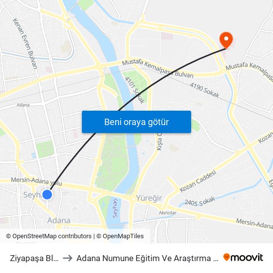 Ziyapaşa Blv. 1a to Adana Numune Eğitim Ve Araştırma Hastanesi map