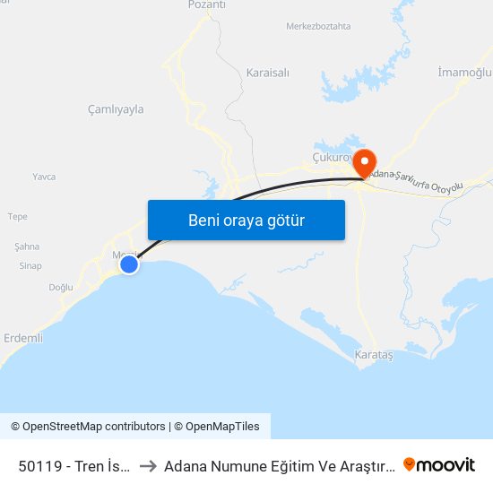 50119 - Tren İstasyonu to Adana Numune Eğitim Ve Araştırma Hastanesi map