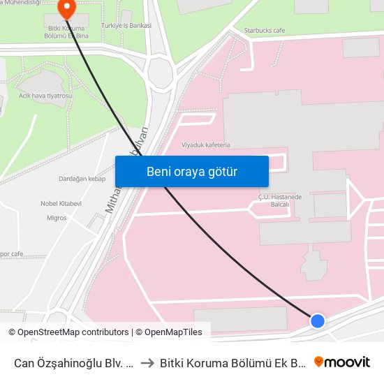 Can Özşahinoğlu Blv. 1b to Bitki Koruma Bölümü Ek Bina map