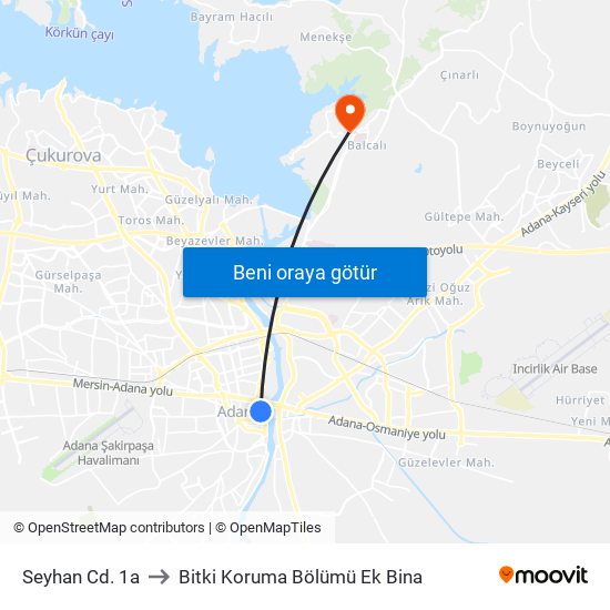 Seyhan Cd. 1a to Bitki Koruma Bölümü Ek Bina map