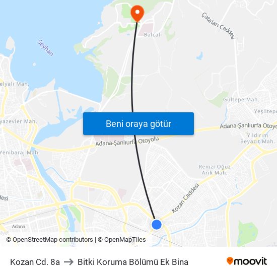 Kozan Cd. 8a to Bitki Koruma Bölümü Ek Bina map