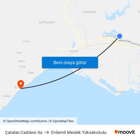 Çatalan Caddesi 4a to Erdemli Meslek Yüksekokulu map