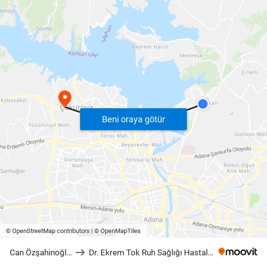 Can Özşahinoğlu Blv. 1a to Dr. Ekrem Tok Ruh Sağlığı Hastalıkları Hastanesi map