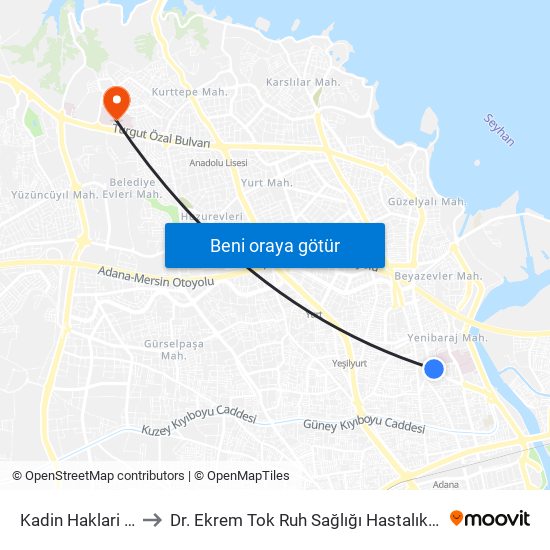 Kadin Haklari Duraği to Dr. Ekrem Tok Ruh Sağlığı Hastalıkları Hastanesi map