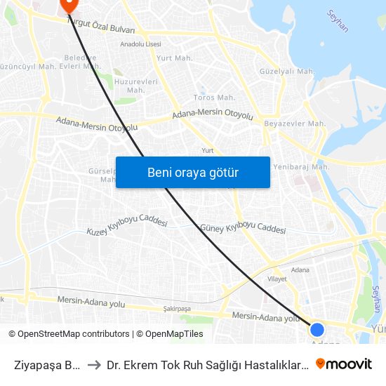 Ziyapaşa Blv. 1a to Dr. Ekrem Tok Ruh Sağlığı Hastalıkları Hastanesi map