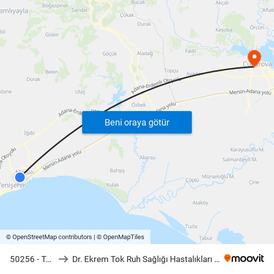 50256 - Tedaş to Dr. Ekrem Tok Ruh Sağlığı Hastalıkları Hastanesi map