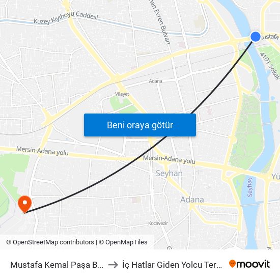 Mustafa Kemal Paşa Blv. 7b to İç Hatlar Giden Yolcu Terminali map