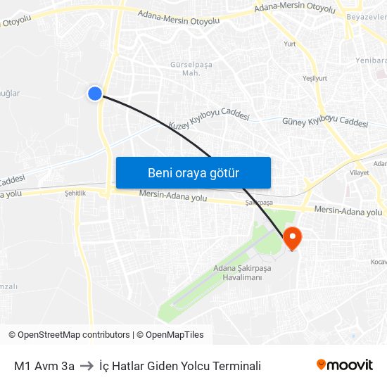 M1 Avm 3a to İç Hatlar Giden Yolcu Terminali map