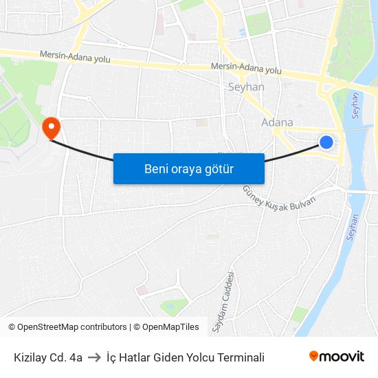 Kizilay Cd. 4a to İç Hatlar Giden Yolcu Terminali map