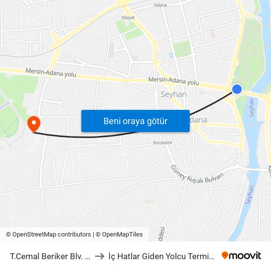 T.Cemal Beriker Blv. 1a to İç Hatlar Giden Yolcu Terminali map