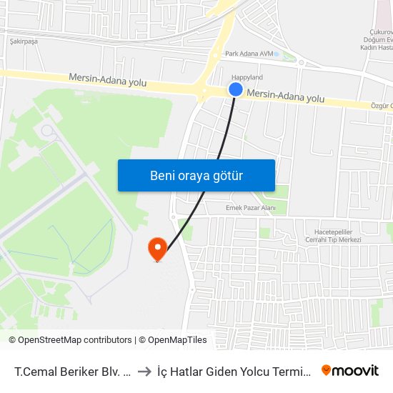 T.Cemal Beriker Blv. 9a to İç Hatlar Giden Yolcu Terminali map