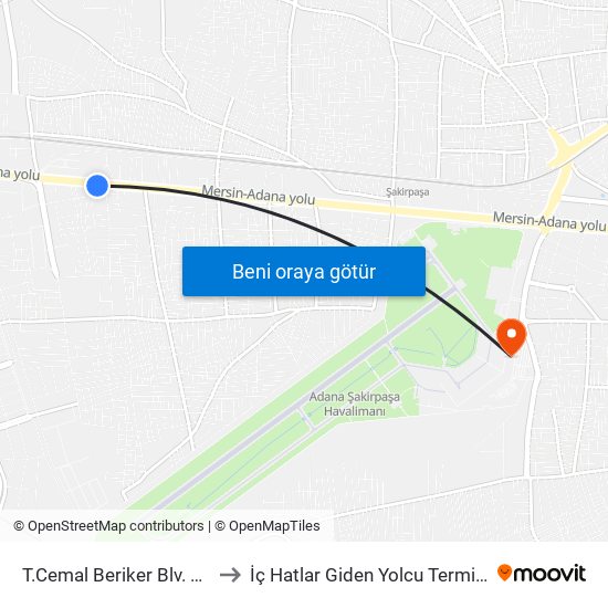 T.Cemal Beriker Blv. 16b to İç Hatlar Giden Yolcu Terminali map