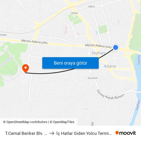 T.Cemal Beriker Blv. 2a to İç Hatlar Giden Yolcu Terminali map