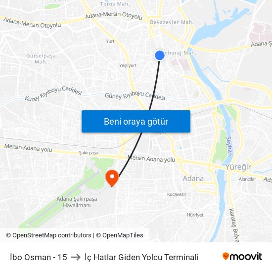 İbo Osman - 15 to İç Hatlar Giden Yolcu Terminali map