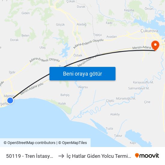 50119 - Tren İstasyonu to İç Hatlar Giden Yolcu Terminali map