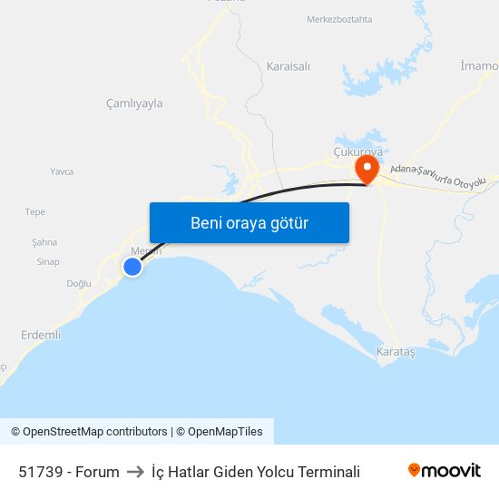 51739 - Forum to İç Hatlar Giden Yolcu Terminali map