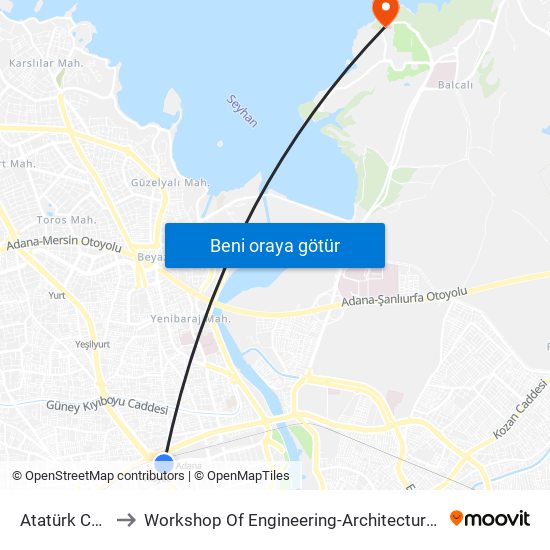 Atatürk Cd 6a to Workshop Of Engineering-Architecture Faculty map