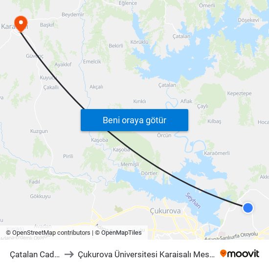 Çatalan Caddesi 6a to Çukurova Üniversitesi Karaisalı Meslek Yüksek Okulu map