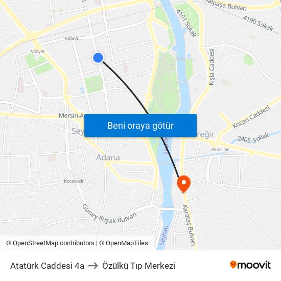 Atatürk Caddesi 4a to Özülkü Tıp Merkezi map