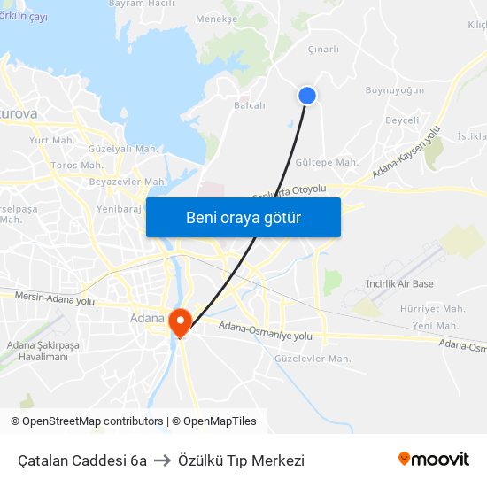 Çatalan Caddesi 6a to Özülkü Tıp Merkezi map