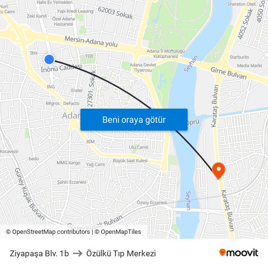 Ziyapaşa Blv. 1b to Özülkü Tıp Merkezi map