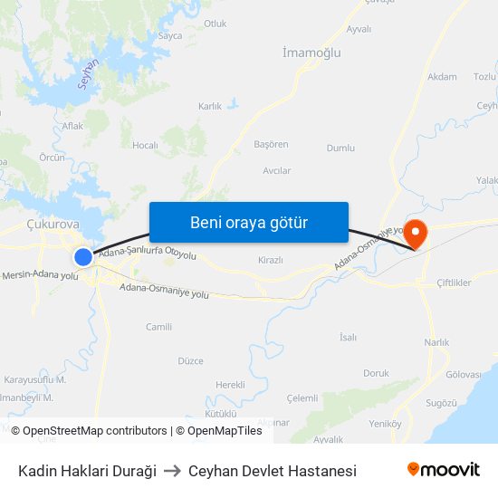 Kadin Haklari Duraği to Ceyhan Devlet Hastanesi map