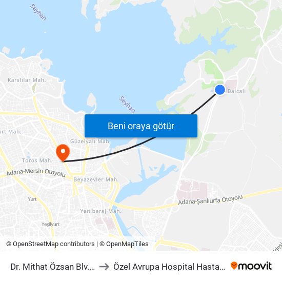 Dr. Mithat Özsan Blv. 9b to Özel Avrupa Hospital Hastanesi map