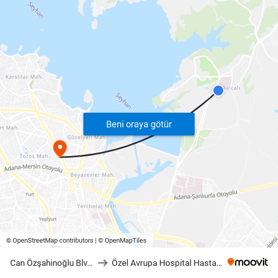 Can Özşahinoğlu Blv. 1a to Özel Avrupa Hospital Hastanesi map