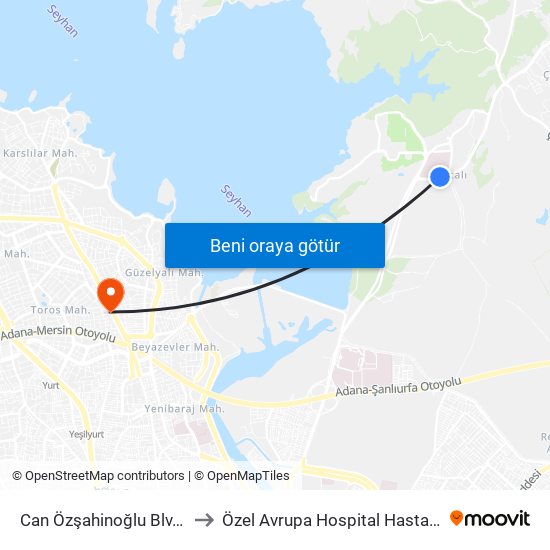 Can Özşahinoğlu Blv. 1b to Özel Avrupa Hospital Hastanesi map