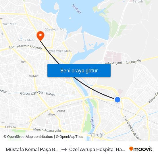 Mustafa Kemal Paşa Blv. 11b to Özel Avrupa Hospital Hastanesi map