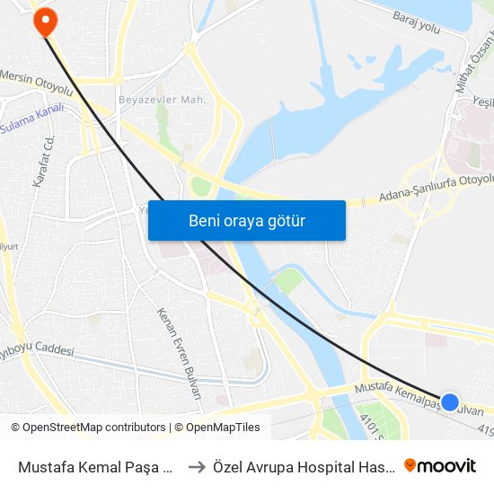 Mustafa Kemal Paşa Blv. 9b to Özel Avrupa Hospital Hastanesi map