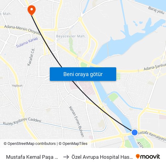 Mustafa Kemal Paşa Blv. 7b to Özel Avrupa Hospital Hastanesi map