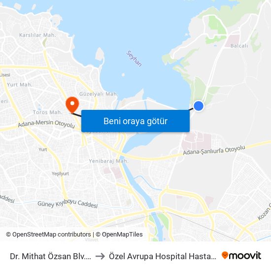 Dr. Mithat Özsan Blv. 7b to Özel Avrupa Hospital Hastanesi map