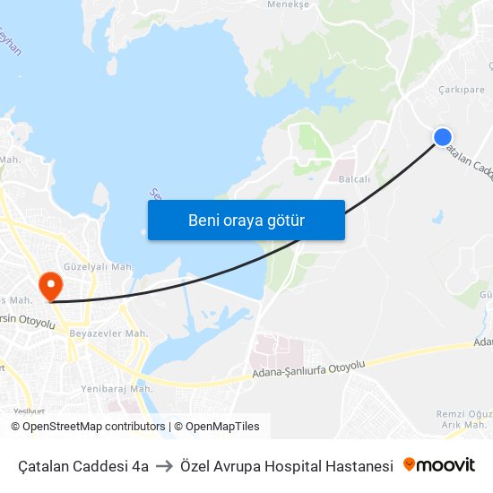 Çatalan Caddesi 4a to Özel Avrupa Hospital Hastanesi map