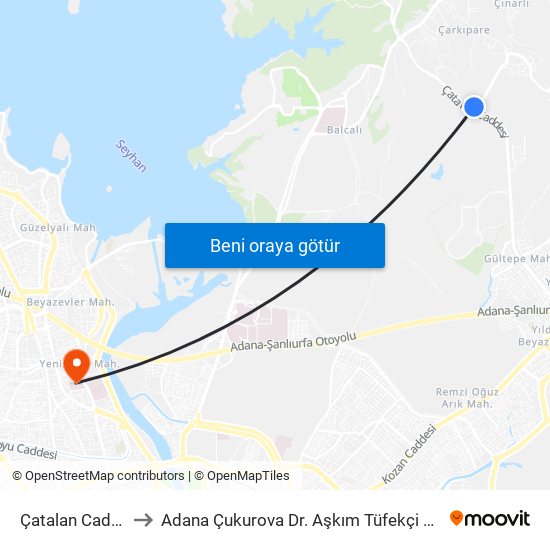 Çatalan Caddesi 6a to Adana Çukurova Dr. Aşkım Tüfekçi Devlet Hastanesi map