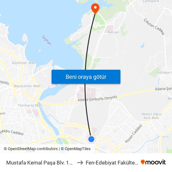 Mustafa Kemal Paşa Blv. 11b to Fen-Edebiyat Fakültesi map