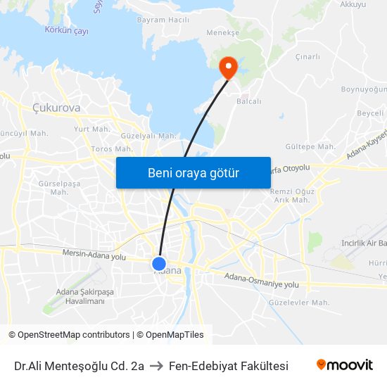 Dr.Ali Menteşoğlu Cd. 2a to Fen-Edebiyat Fakültesi map