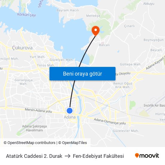 Atatürk Caddesi 2. Durak to Fen-Edebiyat Fakültesi map